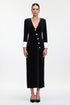Kijin Elegant Contour V Neck Long Sleeve Knit Maxi Dress