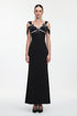 Faran Romantic Tailored Sleeveless Bow Rhinestone Maxi Dress