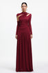 Yetta Elegant Contour Long Sleeve Cut Out Ruched Knit Maxi Dress