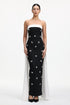 Skyler Elegant Contour Strapless Rhinestone Bow Bandage Maxi Dress