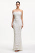 Millipin Chic Contour Strapless Feather Lace Maxi Dress