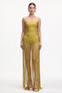 Valentina Strapless Yellow Fringe Dress