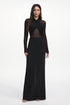 Nanon Glamorous Long Sheer Sleeve Crystal Maxi Dress