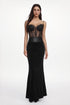 Parry Sexy Contour Sleeveless Lace Velvet Maxi Dress
