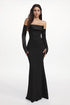 Lalila Elegant Cinched Waist Long Sleeve Pleated Maxi Dress