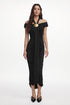 Devere Elegant Contour Sleeveless Ruched Knit Maxi Dress