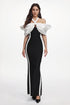 Elegant Contour Halter Bow Contrast Bandage Maxi Dress