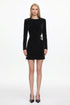 Lucki Chic Contour Long Sleeve Metal Chain Velvet Mini Dress