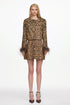 Irey Chic Tailored Long Sleeve Feather Leopard Print Jacket and Dress Set