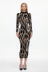 Jesmin Chic Contour Long Sleeve Abstract Print Knit Maxi Dress