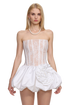 Lzada Romantic Contour Strapless Floral Lace Corset White Mini Dress