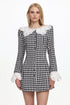 Malvina Romantic Tailored Long Sleeve Lace Houndstooth Mini Dress