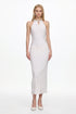 Giela Elegant Contour Halter Pearl Sequin Maxi Dress
