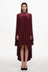 Suly Resort Flowy Long Sleeve Pleated Woven Red Maxi Dress