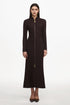 Evvie Chic Contour Long Sleeve Front Zip Knit Maxi Dress