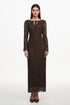 Kyli Elegant Flowy Long Sleeve Lace Knit Maxi Dress