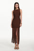 Genevieve Classic Contour Sleeveless Fringe Bandage Maxi Dress