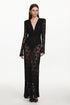 Xanty Chic Contour Deep V Long Sleeve Lace Maxi Dress