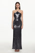 Tana Chic Contour Halter Floral Sequin Maxi Dress