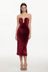Yamia Romantic Contour Strapless Ruched Velvet Maxi Dress