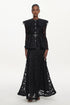 Marcia Romantic Tailored Long Sleeve Lace Black Top and Skirt Set
