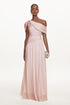 Salina Elegant Contour Sleeveless Asymmetric Cut Out Ruched Pink Knit Maxi Dress