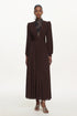Rebecca Chic Contour Long Sleeve Ruched Lace Knit Maxi Dress