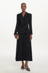 Edwina Elegant Tailored Long Sleeve Asymmetric Beaded Fringe Pleated Maxi Dress
