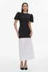 Spiral Classic Tailored Puff Sleeve Pleated Contrast Maxi Dress