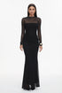 Tiaka Elegant Contour Long Sleeve Drape Mesh Knit Maxi Dress