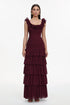 Vivien Romantic Flowy Sleeveless Ruched Ruffle Maxi Dress