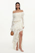 Tahoe Resort Flowy One Shoulder Long Sleeve Asymmetric Ruffle Knit Maxi Dress
