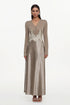 Kaia Elegant Contour Long Sleeve Buttoned Lace Knit Maxi Dress