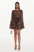 Katelyn Resort Flowy Long Sleeve Ruffle Polka Dot Woven Mini Dress