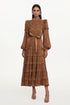 Saturn Resort Flowy Long Sleeve Rhinestone Ruffle Woven Maxi Dress