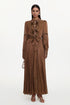 Hedit Resort Flowy Long Sleeve Ruffle Woven Maxi Dress
