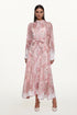 Shalissa Resort Flowy Long Sleeve Floral Print Lace Woven Maxi Dress