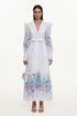 Rina Resort Flowy Long Sleeve Floral Print Ruffle Woven Maxi Dress