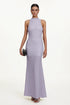 Teela Elegant Contour Halter Sleeveless Shimmering Knit Maxi Dress
