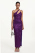 Julieta Glamorous Contour Sleeveless Asymmetric Sequin Maxi Dress