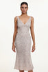 Minon Classic Contour V Neck Sequin Midi Dress