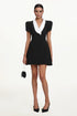 Eseniya Romantic Tailored Short Sleeve Lapel Contrast Mini Dress