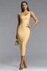 Geri Classic Contour Sleeveless Bandage Yellow Midi Dress
