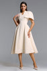 Nunna Classic Tailored V Neck Cape Pleated Woven Maxi Dress