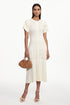 Oberta Elegant Contour Round Neck Short Sleeve Buttoned Knit Maxi Dress