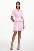 Gisel Classic Contour Short Sleeve Rhinestone Ruffle Knit Mini Dress