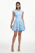 Eirene Elegant Tailored Round Neck Short Sleeve Rhinestone Floral Lace Mini Dress