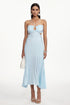 Rey Resort Flowy Halter Cut Out Pleated Woven Maxi Dress