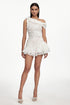 Maba Resort One Shoulder Floral Ruched Lace Mini Dress