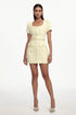 Zelda Classic Tailored Short Sleeve Tweed Yellow Mini Dress